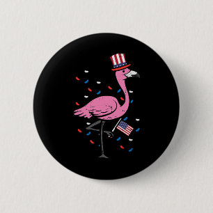 Macaron Rond 5 Cm 4 juillet Flamant rose Us Drapeau Oiseau Patriotiq