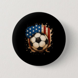 Macaron Rond 5 Cm 4 juillet Football Patriotique Usa Drapeau América