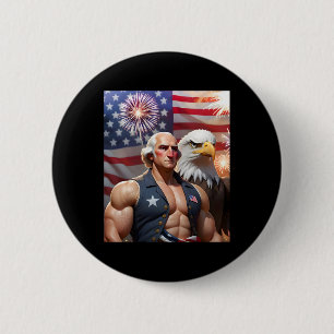 Macaron Rond 5 Cm 4 juillet Funny Patriotique George Washington