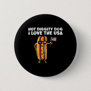 Macaron Rond 5 Cm 4 juillet Hotdog Hot Diggity Chien Patriotique Fem
