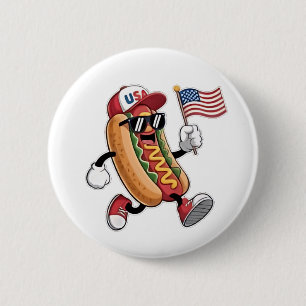 Macaron Rond 5 Cm 4 juillet Hotdog Indépendance américaine 1776