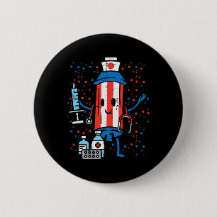Macaron Rond 5 Cm 4 juillet Infirmière Pirate Funny America Scruter