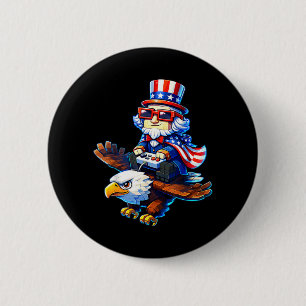 Macaron Rond 5 Cm 4 juillet joueur patriotique Oncle Sam Rétro Pixel