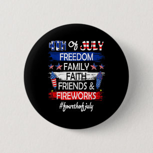 Macaron Rond 5 Cm 4 juillet liberté famille amis feux d'artifice fie