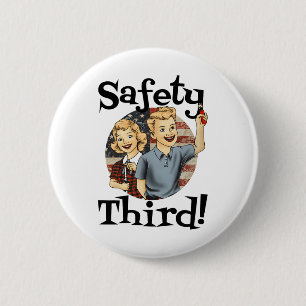Macaron Rond 5 Cm 4 juillet Patriotique Fireworks Safety Third Vinta