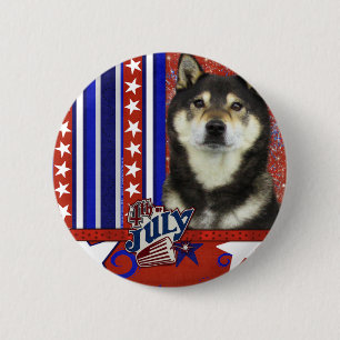 Macaron Rond 5 Cm 4 juillet pétard - Shiba Inu - Yasha