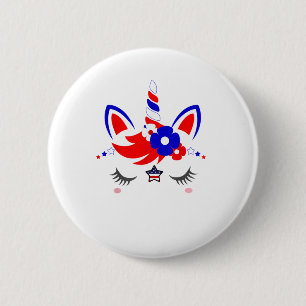 Macaron Rond 5 Cm 4 juillet Unicorne Top Drôle Mignonne Patriotique