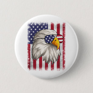 Macaron Rond 5 Cm 4 juillet USA Drapeau American Patriotic Eagle