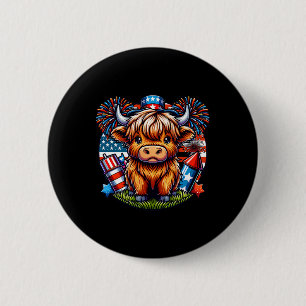 Macaron Rond 5 Cm 4 juillet Vache Patriotique Cute Cow Farmer