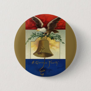 Macaron Rond 5 Cm 4 juillet vintage avec Eagle et Liberty Bell
