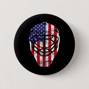 Macaron Rond 5 Cm 4 juillet Vintage Hockey Goalie Mask American Fl