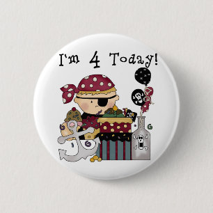 Macaron Rond 5 Cm 4e anniversaire Pirate Tshirts et cadeaux