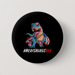 Macaron Rond 5 Cm 4th July T Rex America Dinosaur Independence Day P