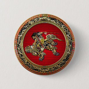 Macaron Rond 5 Cm [500] Hokusai - Shoki Riding Shishi Lion