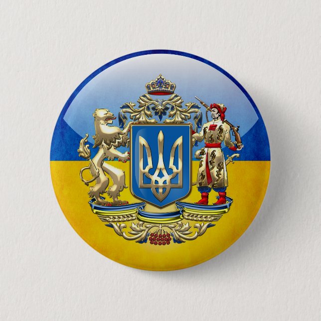 Macaron Rond 5 Cm [500] Ukraine : Armoiries supplémentaires proposée (Devant)