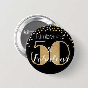 Macaron Rond 5 Cm 50 ans et Fabuleux Fête d'anniversaire personnalis