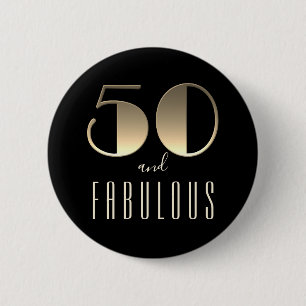 Macaron Rond 5 Cm 50 et fabuleux 50e anniversaire Noir