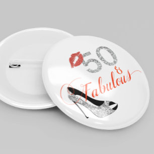 Macaron Rond 5 Cm 50 et Parties scintillant fabuleuse 50e anniversai