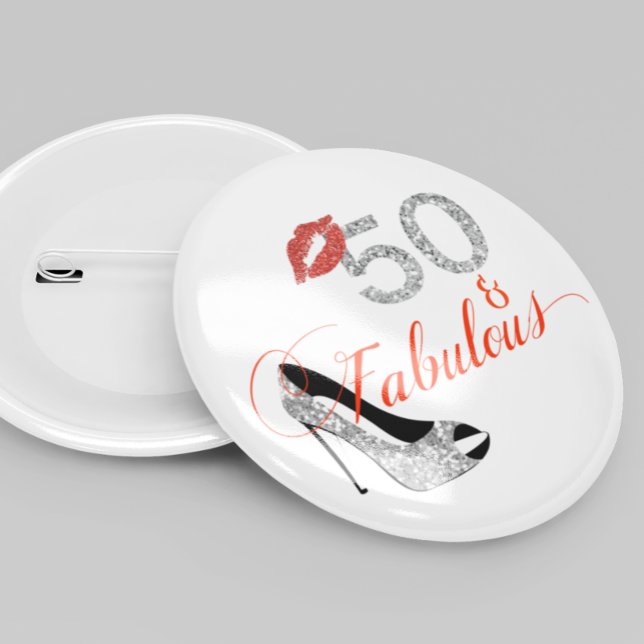 Macaron Rond 5 Cm 50 et Parties scintillant fabuleuse 50e anniversai (Créateur téléchargé)