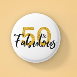Macaron Rond 5 Cm 50 et Parties scintillant fabuleuse 50e anniversai