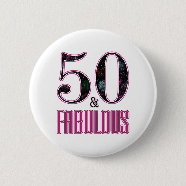 Macaron Rond 5 Cm 50 & Fabulous Pink Black Typographie 50e anniversa (Devant)