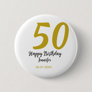 Macaron Rond 5 Cm 50e anniversaire ajouter nom date année noire modè