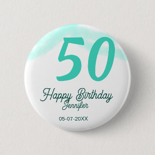 Macaron Rond 5 Cm 50e anniversaire ajouter nom date année vert paste