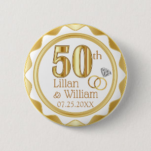 Macaron Rond 5 Cm 50e anniversaire de Mariage d'or