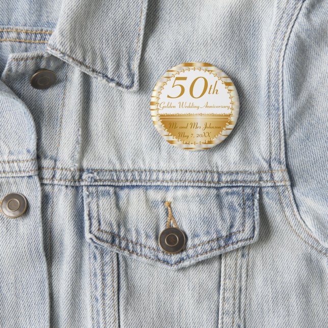 Macaron Rond 5 Cm 50e anniversaire du Mariage d'or (En situation)