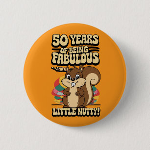 Macaron Rond 5 Cm 50e anniversaire écureuil un peu noisette cinquant
