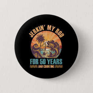 Macaron Rond 5 Cm 50e anniversaire pour le pêcheur Jerkin' My Rod 50