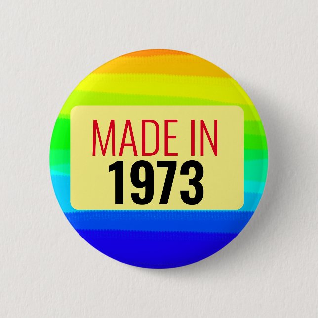 Macaron Rond 5 Cm 50e anniversaire réalisé en 1973 50 ans (Devant)