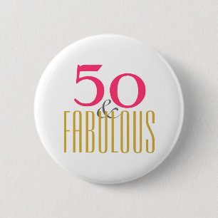 Macaron Rond 5 Cm 50ème et Fabuleux anniversaire (ou votre âge préfé