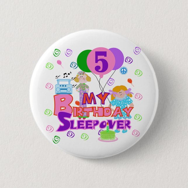 Macaron Rond 5 Cm 5e anniversaire Sleepover T-shirts et cadeaux (Devant)
