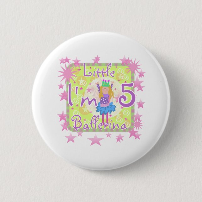 Macaron Rond 5 Cm 5ème anniversaire de ballerine (Devant)