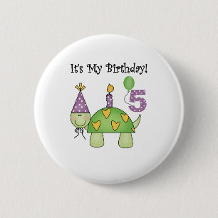 Macaron Rond 5 Cm 5ème anniversaire de tortue