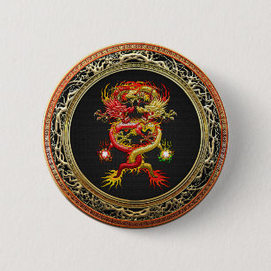 Macaron Rond 5 Cm [600] Dragons rouges et jaunes