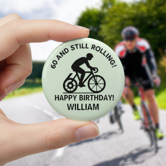 Macaron Rond 5 Cm 60 and Still Rolling Cyclist 60th Birthday Cycling