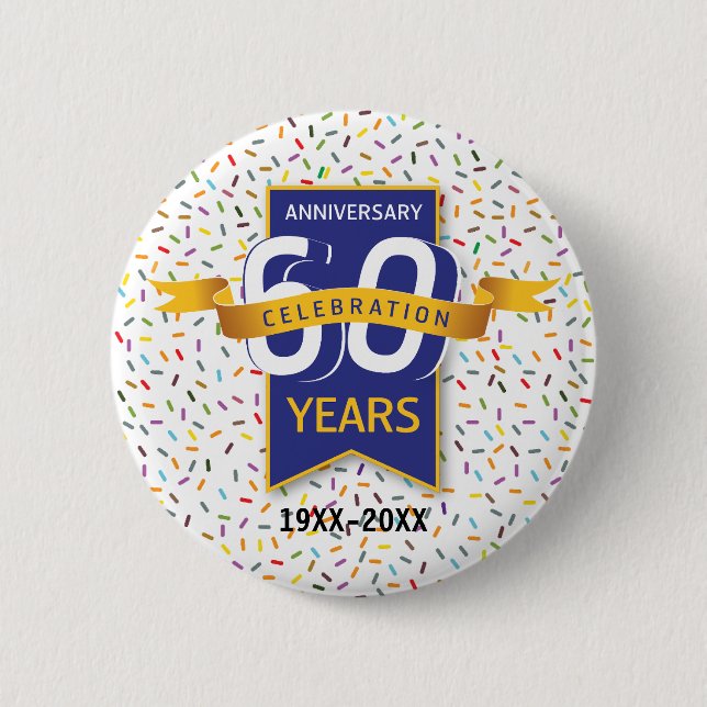 Macaron Rond 5 Cm 60 e ANNIVERSAIRE Design (Devant)