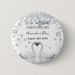 Macaron Rond 5 Cm 60e anniversaire mariage cygnes blancs en amour