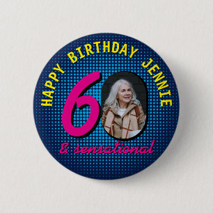 Macaron Rond 5 Cm 60e Anniversaire Photo Rétro Personnalisé