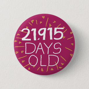 Macaron Rond 5 Cm 60e Anniversaire pin Soixante ans en jours soixant