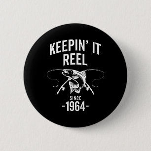Macaron Rond 5 Cm 61e Anniversaire Garder Il Reel depuis 1964 Pêcher