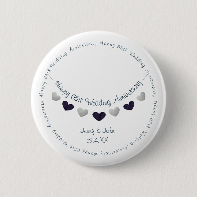 Macaron Rond 5 Cm 65e saphir mariage anniversaire épouse (Devant)