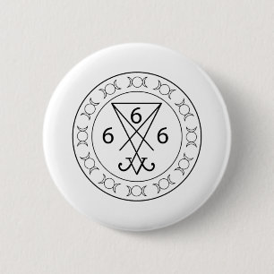 Macaron Rond 5 Cm 666 Lucifers sigil Black