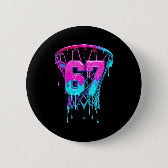 Macaron Rond 5 Cm 67 Basketball Drip Six Seven Funny  (Devant)