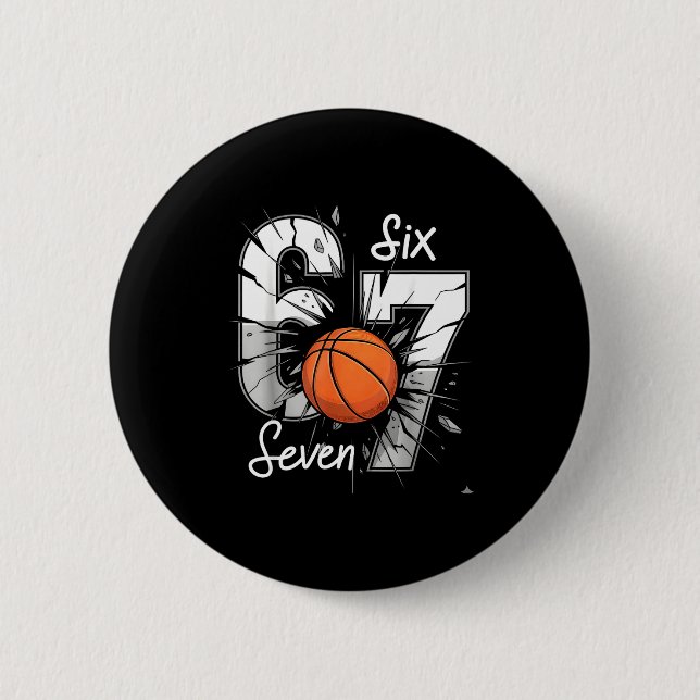 Macaron Rond 5 Cm 67 Basketball Six Seven 6 7 Meme 67  (Devant)