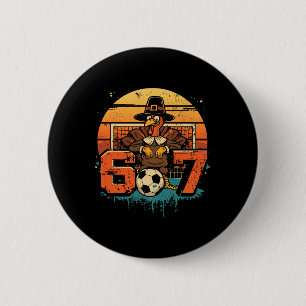 Macaron Rond 5 Cm 67 Dinde Football Six Seven Drôle Action de grâce