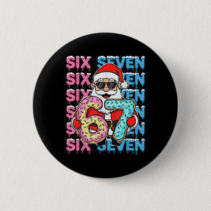 Macaron Rond 5 Cm 67 Donut Noël Drôle Six Sept Mème Santa Enfants