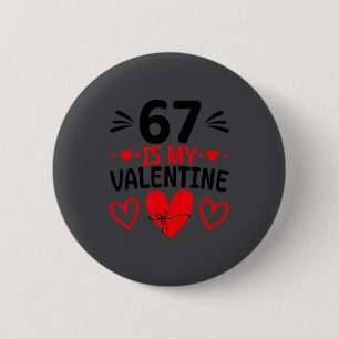 Macaron Rond 5 Cm 67 est mon Valentin Cœur d'amour Saint-Valentin